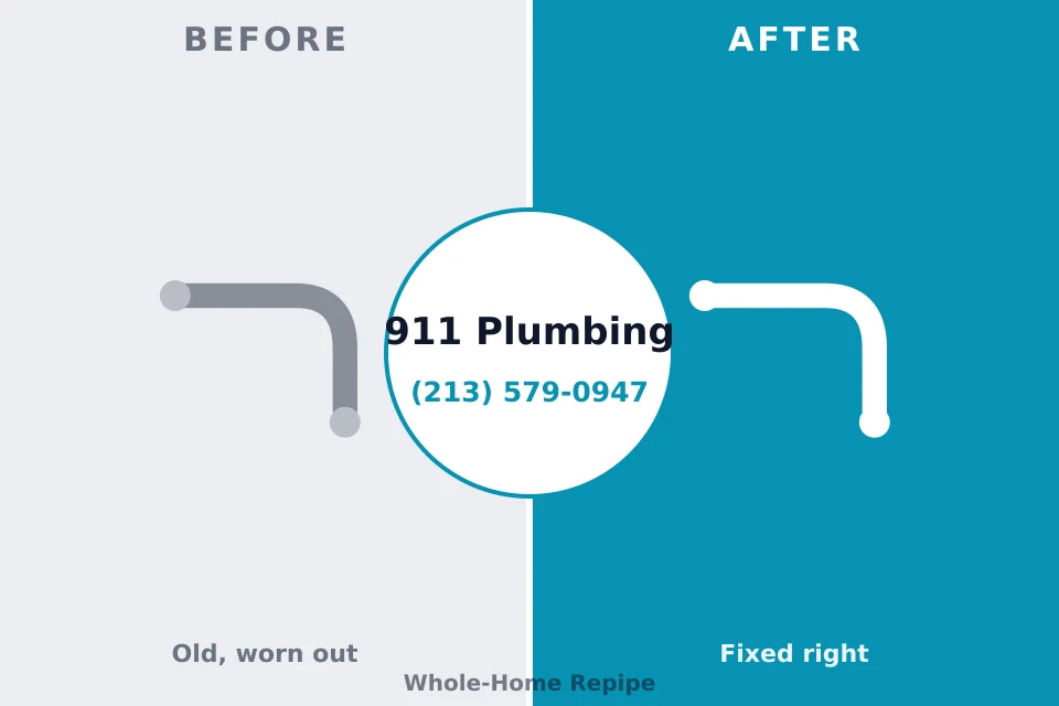 Before and after: plumbing repair Marshall, AR